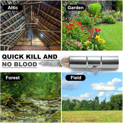 Qualirey Stainless Steel Tube Squirrel Trap Rust Resistant Trap 4.5'' in Diameter with a Setting