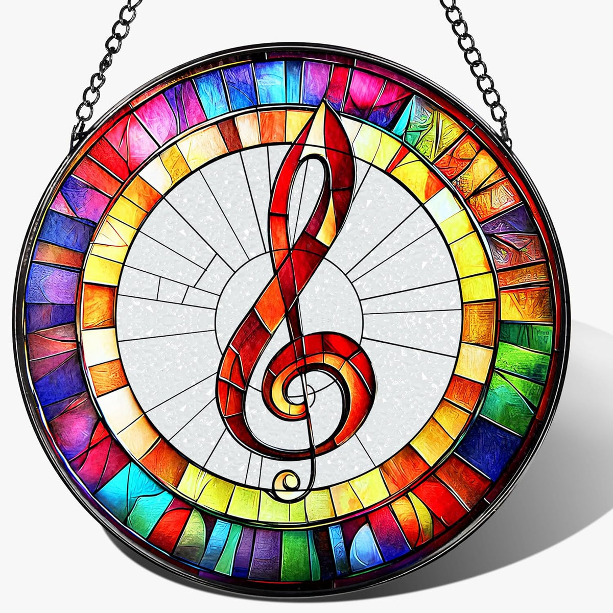 8'' Musical Suncatcher Ornament, Stained Glass Window Hanging, Suncatchers for Windows Hanging