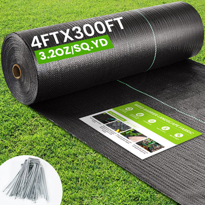 Rintea Weed Barrier Fabric, 4 x 300 ft, 3.2 oz Landscape Fabric