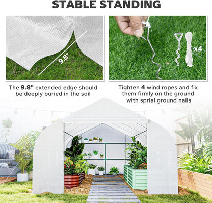 Outsunny 20' x 10' x 7' Outdoor Walk-in Greenhouse, Tunnel Green House with Roll-up Windows