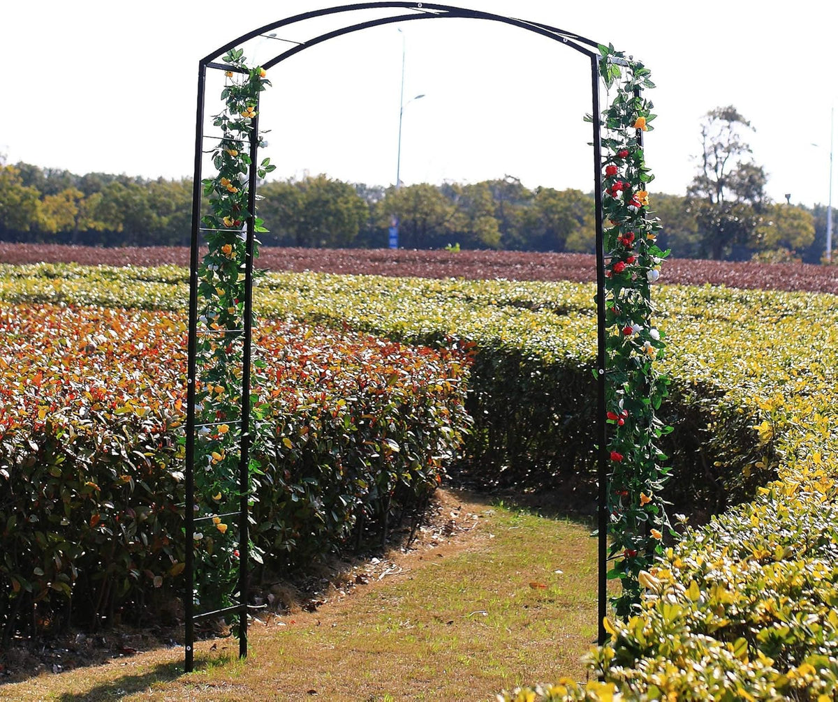 Steel Garden Arch, 7'2" High x 4'7" Wide, Garden Arbor for Various Climbing Plant, Outdoor Garden