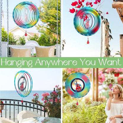 Guitar Wind Spinners Garden Yard Decor Gift for Women Men, 12 Inch Outdoor Metal 3D Wind Spinner