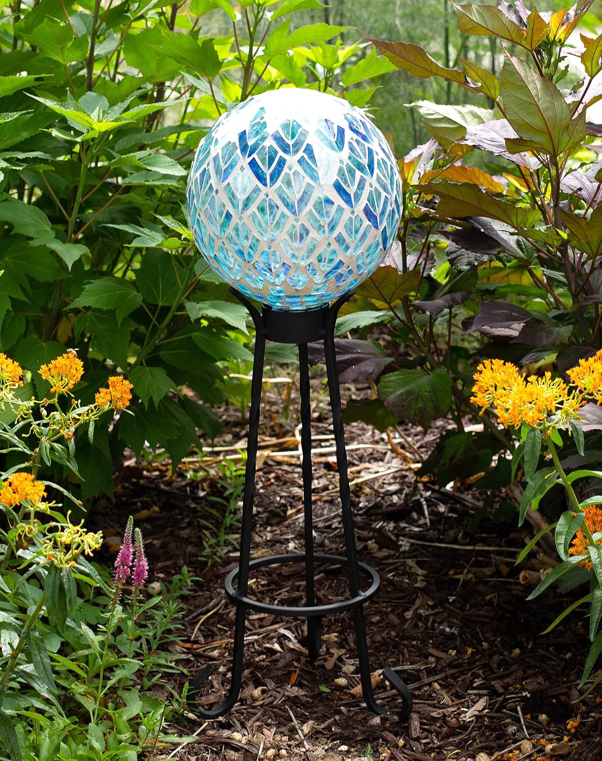 Echo Valley 8292 10” Aquamarine Mosaic Globe, Outdoor Décor, Aquamarine