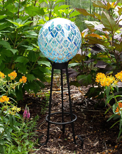 Echo Valley 8292 10” Aquamarine Mosaic Globe, Outdoor Décor, Aquamarine