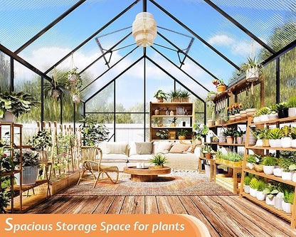 Jocisland 8x11.5x7 FT Polycarbonate Greenhouses for Outdoors, 2 Top-Opening Windows, 2 Swing Doors