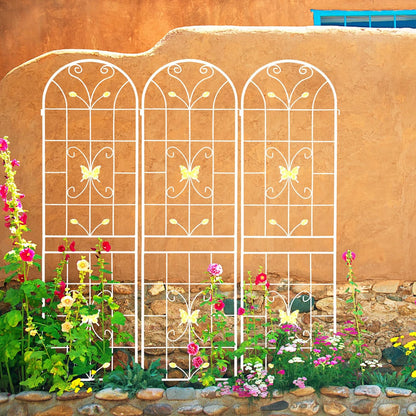 2 Pack Metal Garden Trellis 86.7" Black Fence Rustproof Garden Trellis for Climbing Plants Support