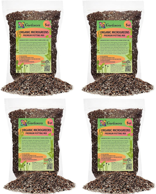 GARDENERA Organic Microgreens Premium Potting Mix - 20 Quart - Crafted with Care for Exceptional