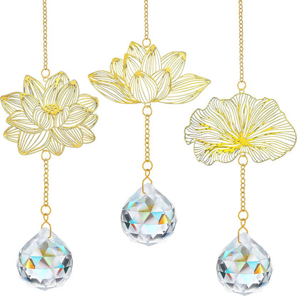 H&D HYALINE & DORA Suncatchers Lotus Leaf Pendant with Crystal Prisms Window Hang Sun Catcher