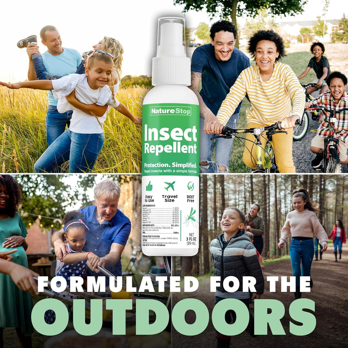 Insect Repellent Spray, DEET-Free Travel-Size Bug Spray for Skin & Outdoor Protection, 3 oz (90mL)