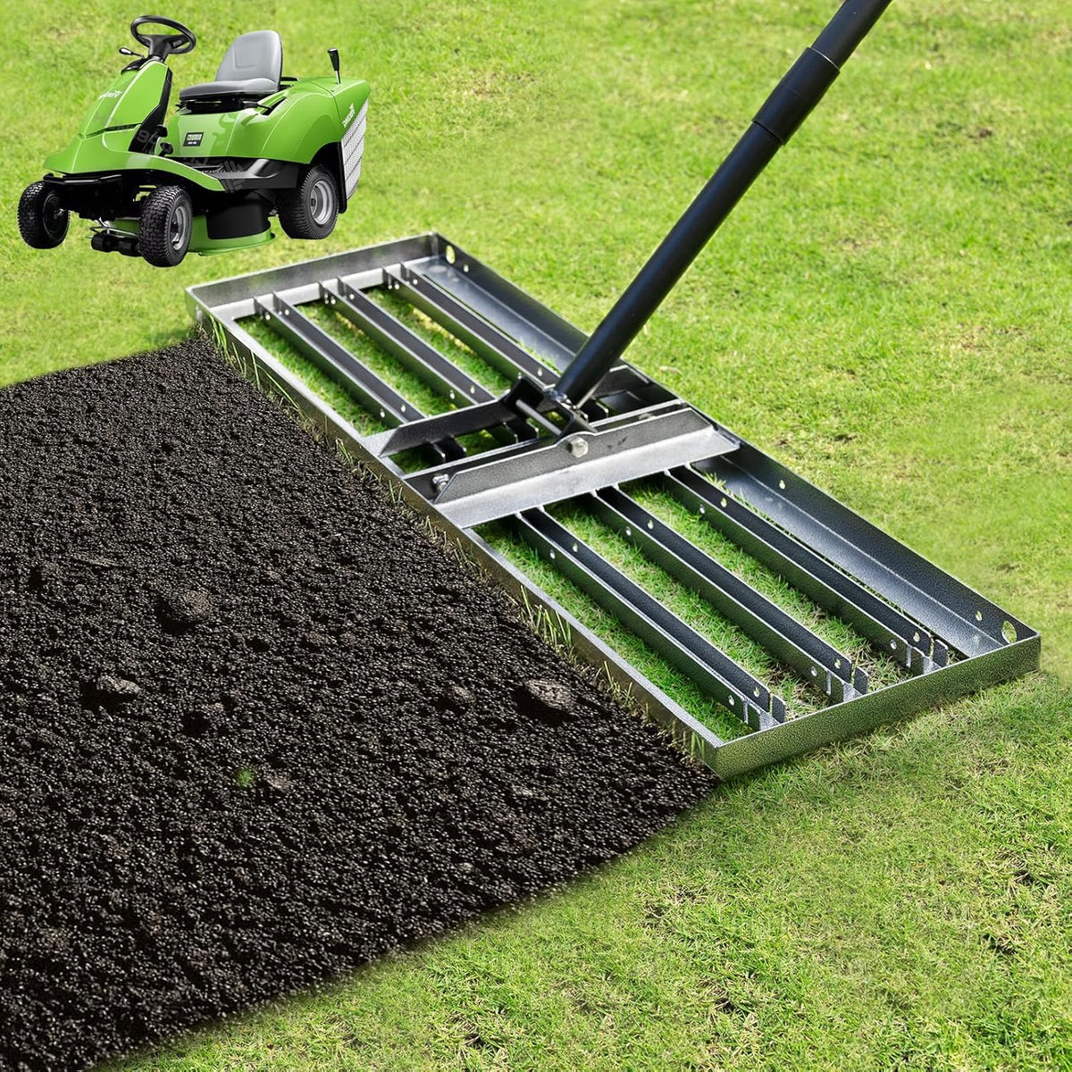 Lawn Leveling rake 34.1"x9.4" Levelawn Tool with 70.5" Adjustable Long Handle Heavy Duty Landscape