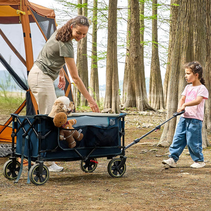 TIMBER RIDGE Collapsible Wagon Cart with Brakes, 400lbs Heavy Duty Large Capacity Compact Portable