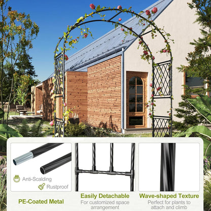 Metal Garden Arbor, 86.6" x 47" Arch Trellis for Climbing Plants, Weather-Resistant Decorative