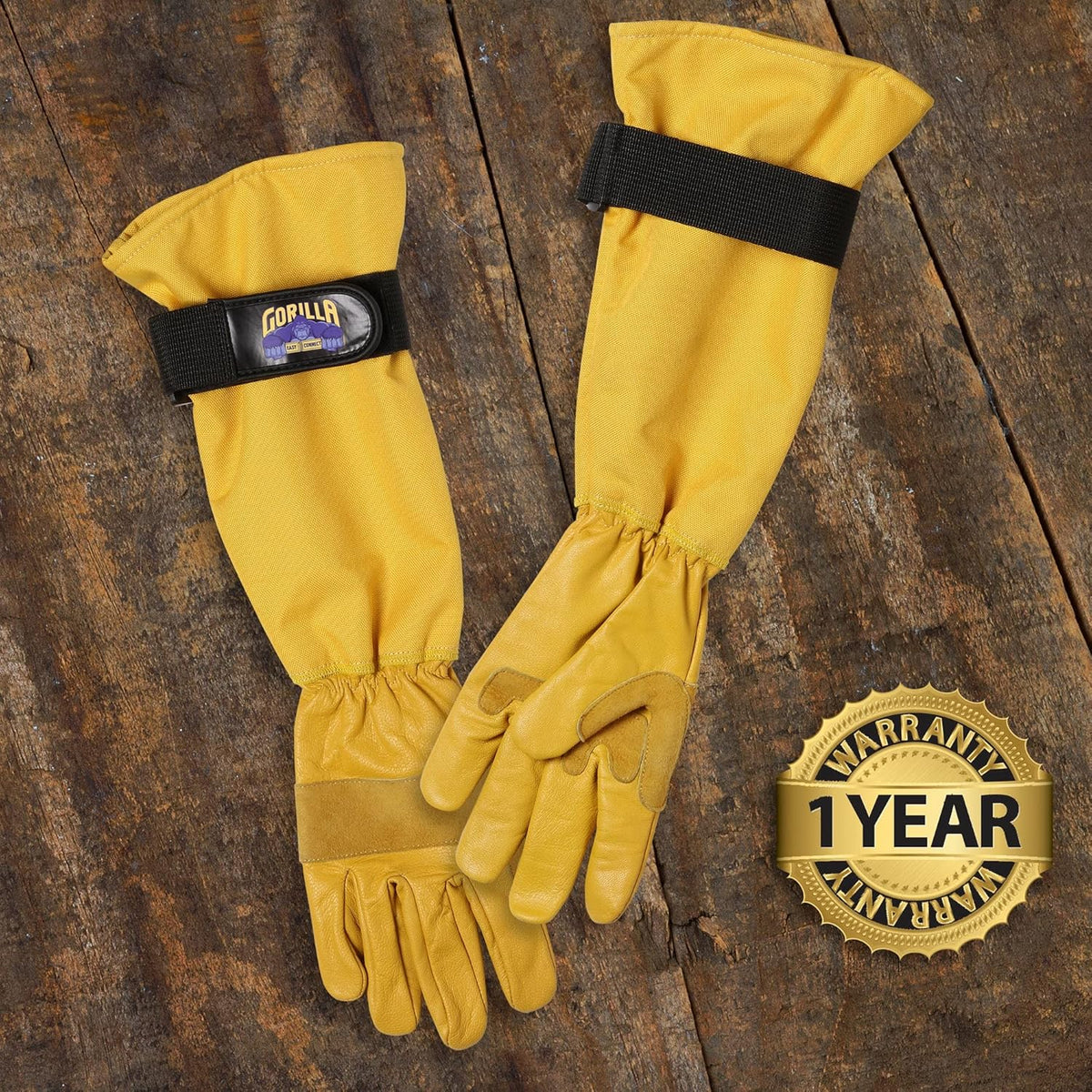 GORILLA EASY CONNECT Gardening Gloves Lightweight Tough Heavy Duty Long Sleeve Leather Pruning