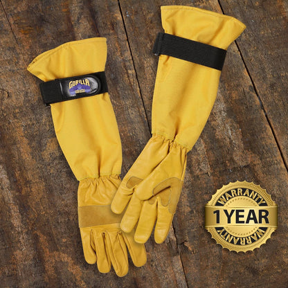 GORILLA EASY CONNECT Gardening Gloves Lightweight Tough Heavy Duty Long Sleeve Leather Pruning