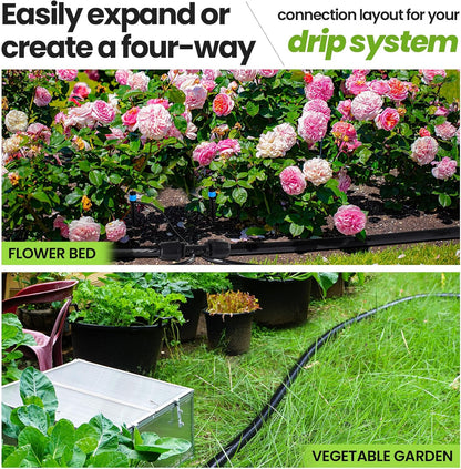 Bonviee 1/2" Irrigation Tubing with 4 Packs 6-Way Connectors - 50FT Drip Irrigation Tubing Ideal
