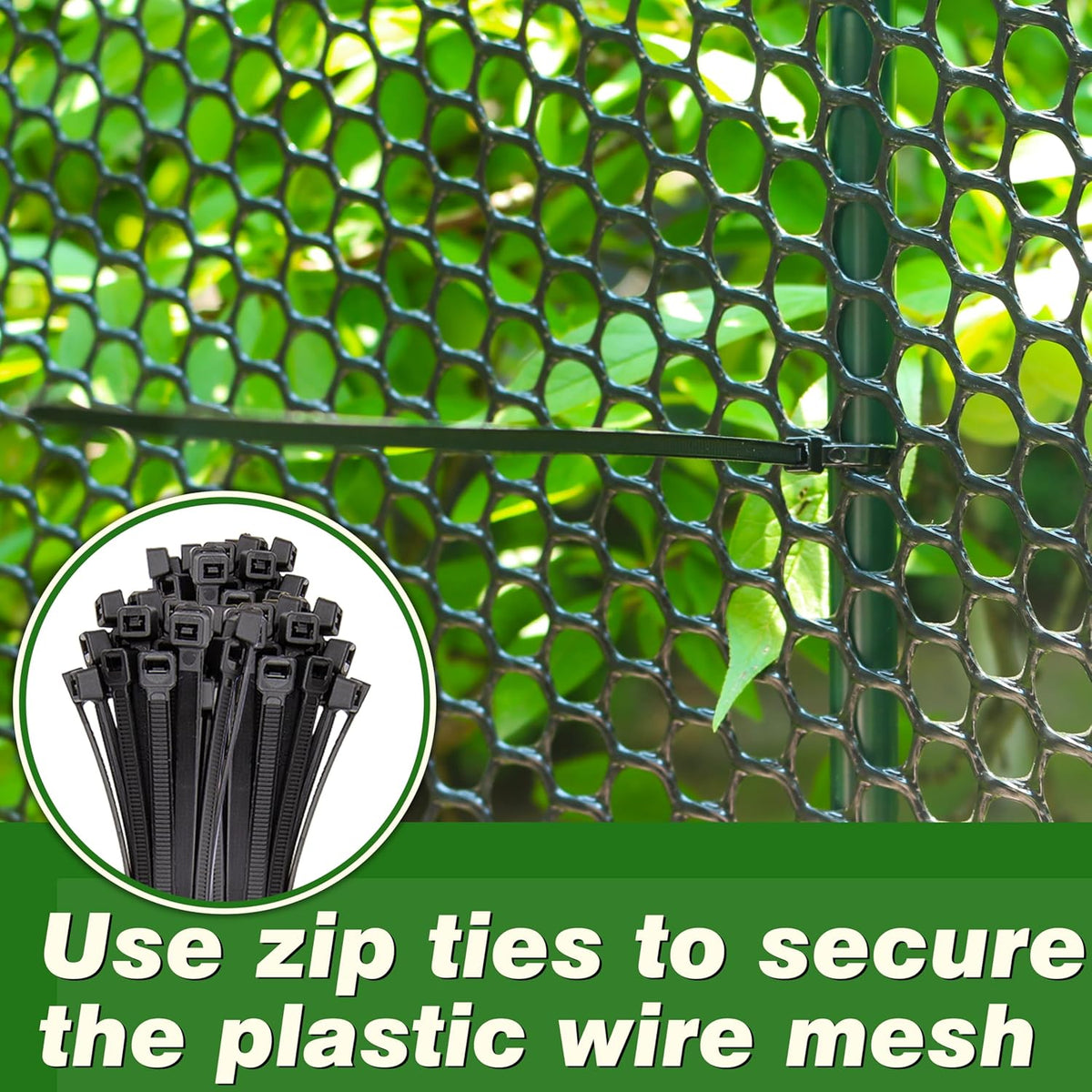 Gardzen Plastic Chicken Wire Mesh with 40 pcs Ties, 16in x 20ft Durable Chicken Fence for Poultry
