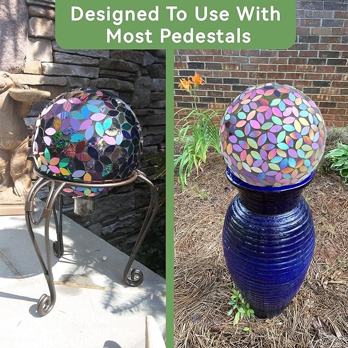 Lily's Home Colorful Mosaic Glass Gazing Ball, Designed with a Stunning Holographic Petal Mosaic