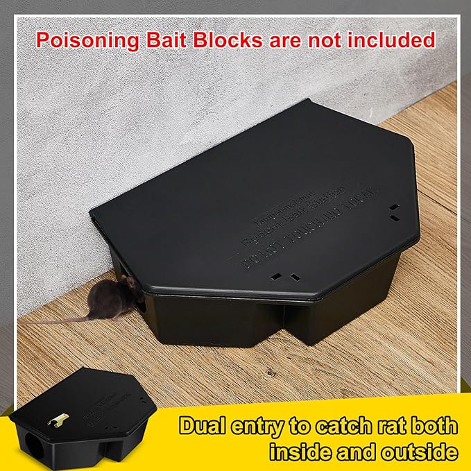 Qualirey 3 Pcs Rat Bait Station with Keys 13.58 x 8.98 x 3.35 Inch Rodent Station Rat Traps, Keeps