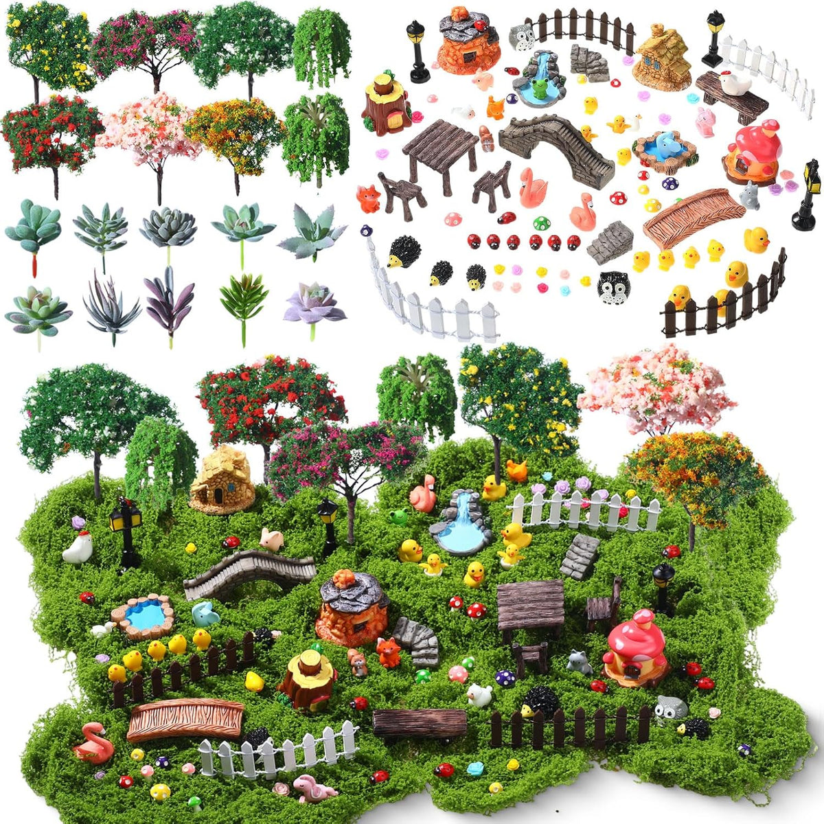 116 Pcs Fairy House Accessories Kit Miniature Garden Accessories Terrarium Decoration Mini Diorama