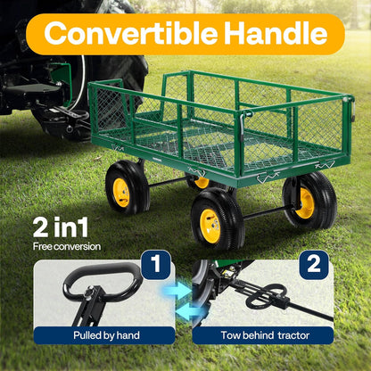 VIVOHOME Garden Cart Steel Heavy Duty 900 LBS Yard and Garden Wagon with 10 inch Tire and Handle