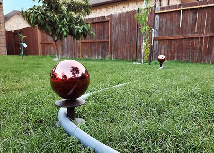 Lulu Decor, Garden Red Gazing Ball Hose Guide, Set of 2. Strong and Decorative Hose Guide that