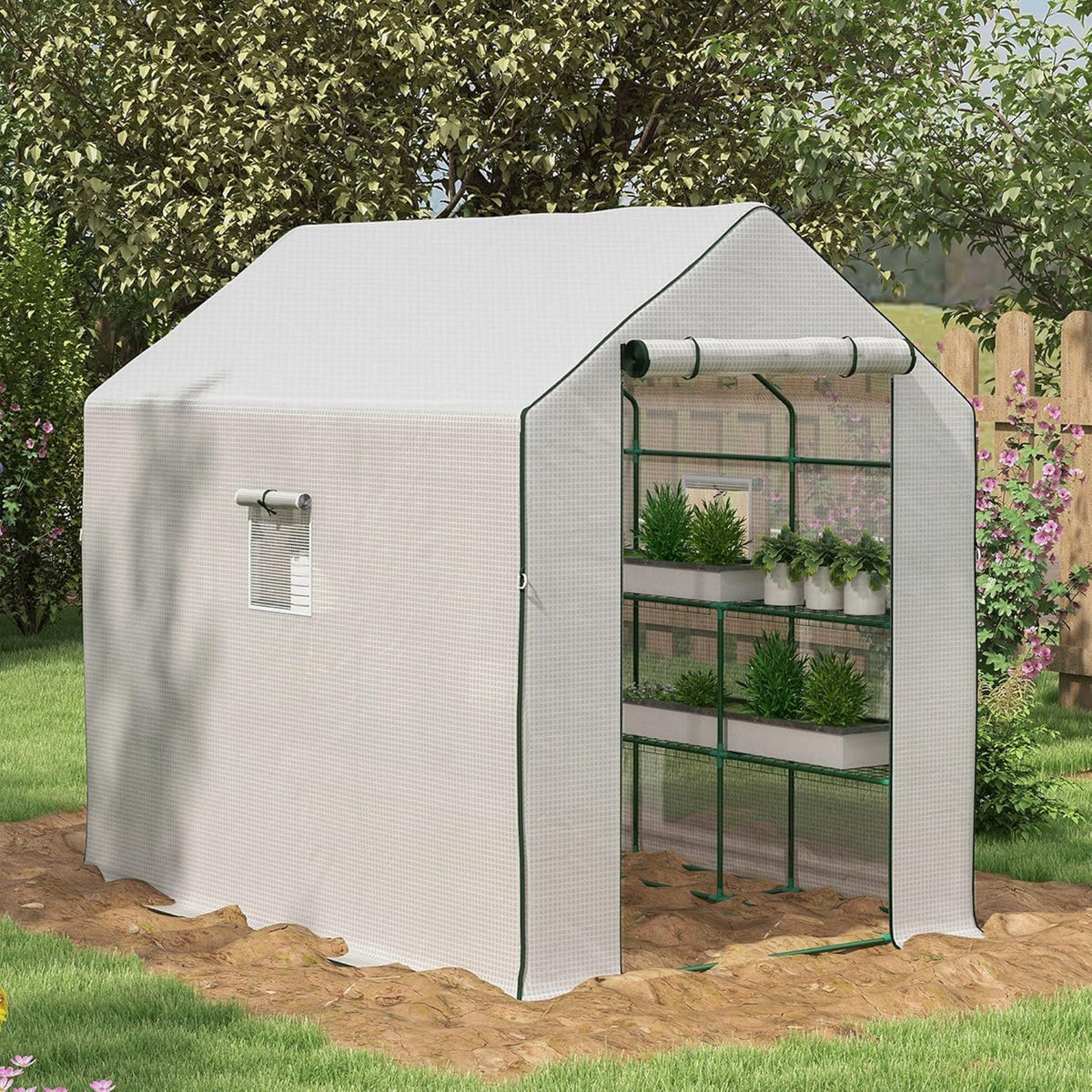 Outsunny 4.6' x 4.7' Portable Greenhouse, Water/UV Resistant Walk-in Small Outdoor Green House with