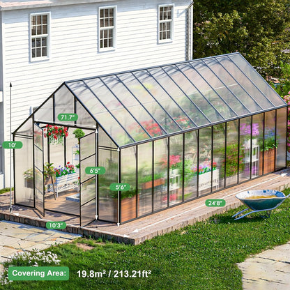 CDCASA 24x10x10 FT Greenhouse for Outdoors, Large Thicker Aluminum Heavy Duty Polycarbonate