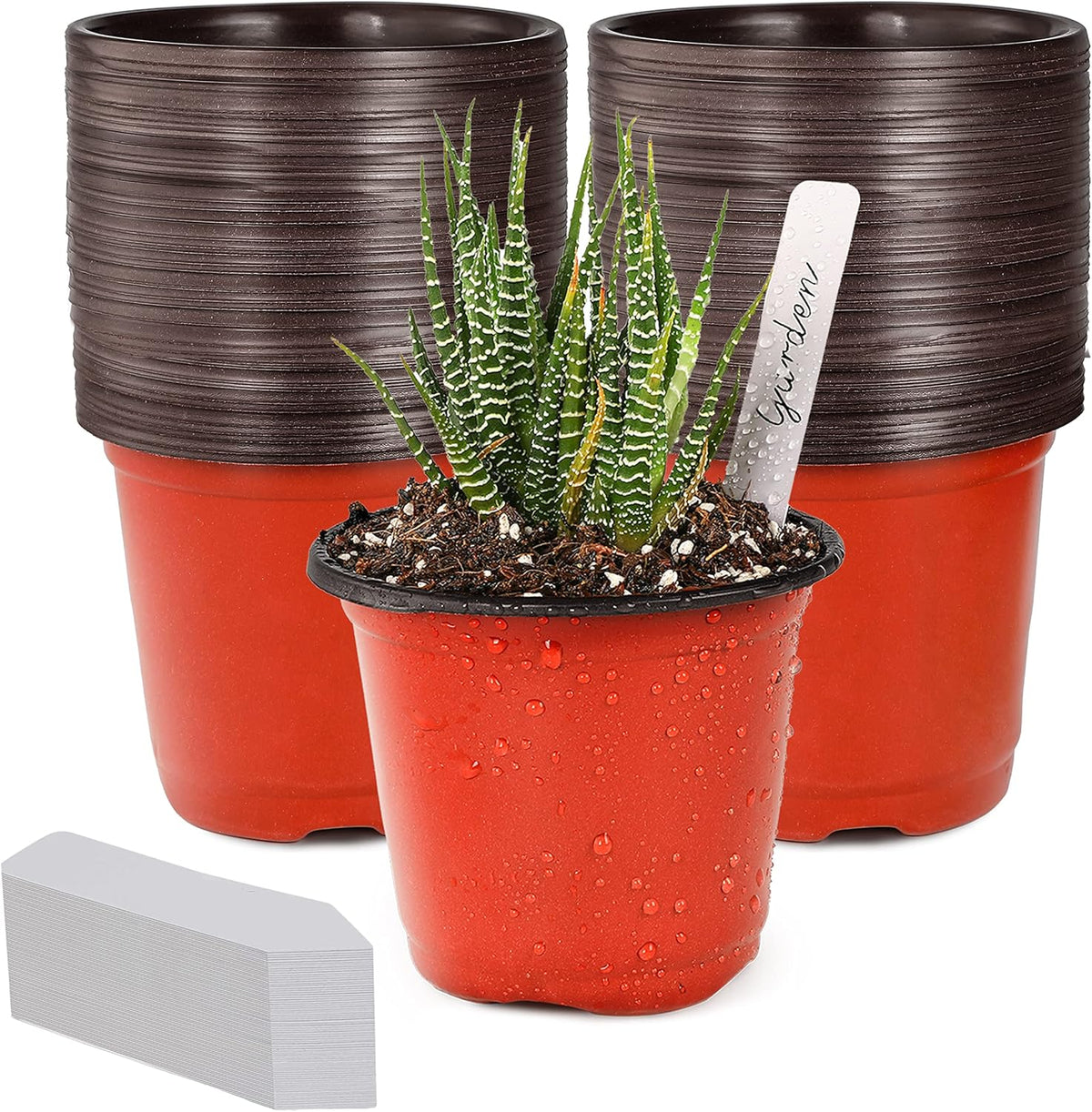 TDHDIKE 4" Small Plastic Plant Nursery Pot/Pots (100pcs) Seedlings Flower Plant Container Seed