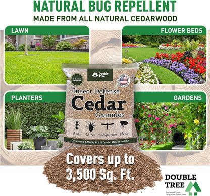 Double Tree Home and Garden Cedar Granules | Repels Fleas, Ticks, Ants, and Mosquitos | Rich Cedar