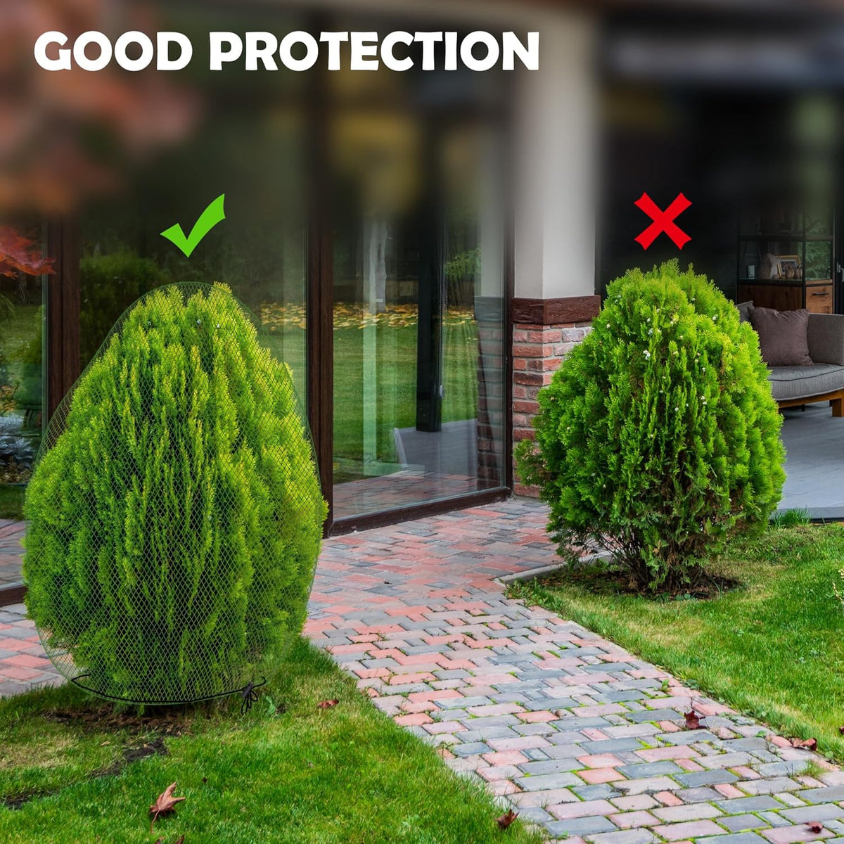 codree 2 Pcs Deer Netting for Shrubs- 7.8 x 7.8 Ft Deer Plant Netting Cover- Reusable Garden Plants
