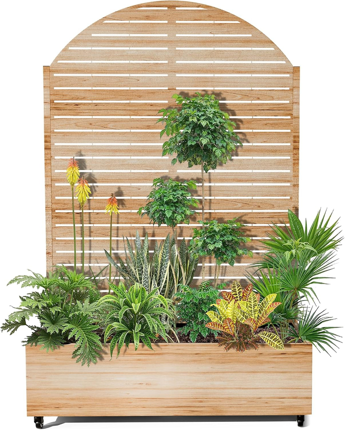 15.7"×70.9"×47.2" Metal Raised Garden Bed with Trellis and Wheels - Tall Trellis Planter Box for