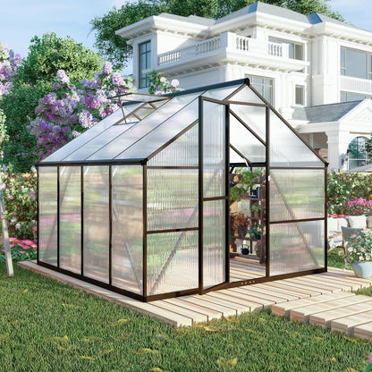 8x8 FT Greenhouses for Outdoors, Polycarbonate Greenhouse with PC Panels, Greenhouses for Outdoors