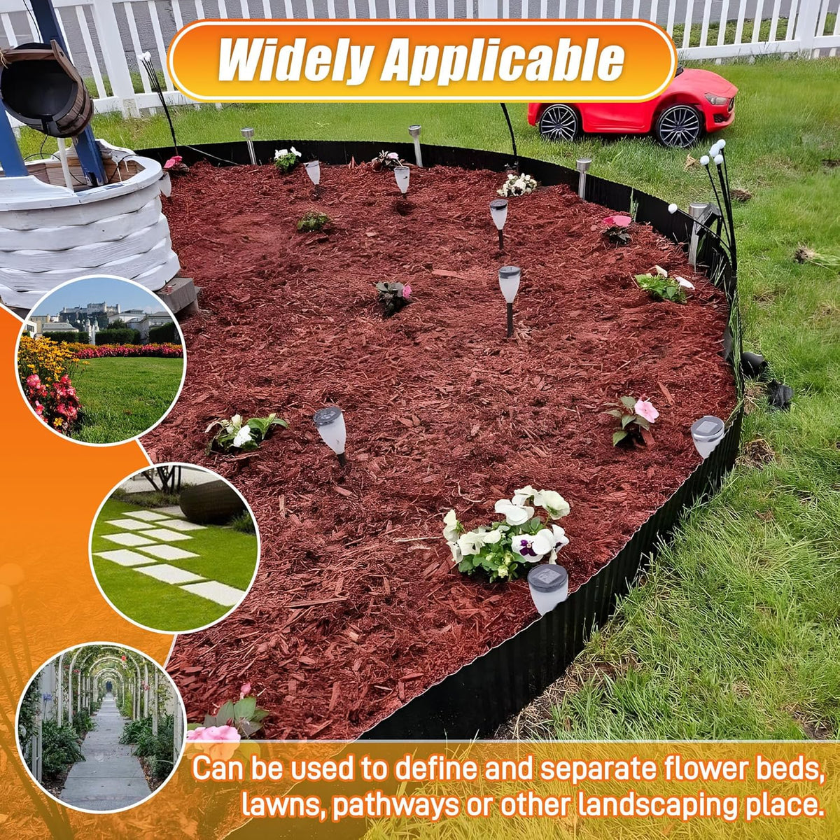 Corrugated Metal Garden Edging, 8"×50Ft Landscape Edging Border for DIY Lawn, Flower Bed and Garden