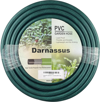 PVC Garden Hose 1/2 Inch Green Heavy Duty Water Hose with Solid Brass Fittings,No Leaking