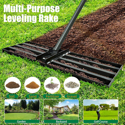 Lawn Leveling rake 34.1"x9.4" Levelawn Tool with 70.5" Adjustable Long Handle Heavy Duty Landscape