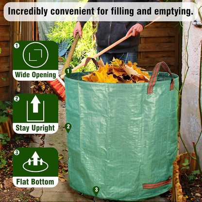Gardzen 2-Pack 132 Gallon Yard Waste Bags, Reusable Heavy Duty Collapsible Garden Leaf Bags with