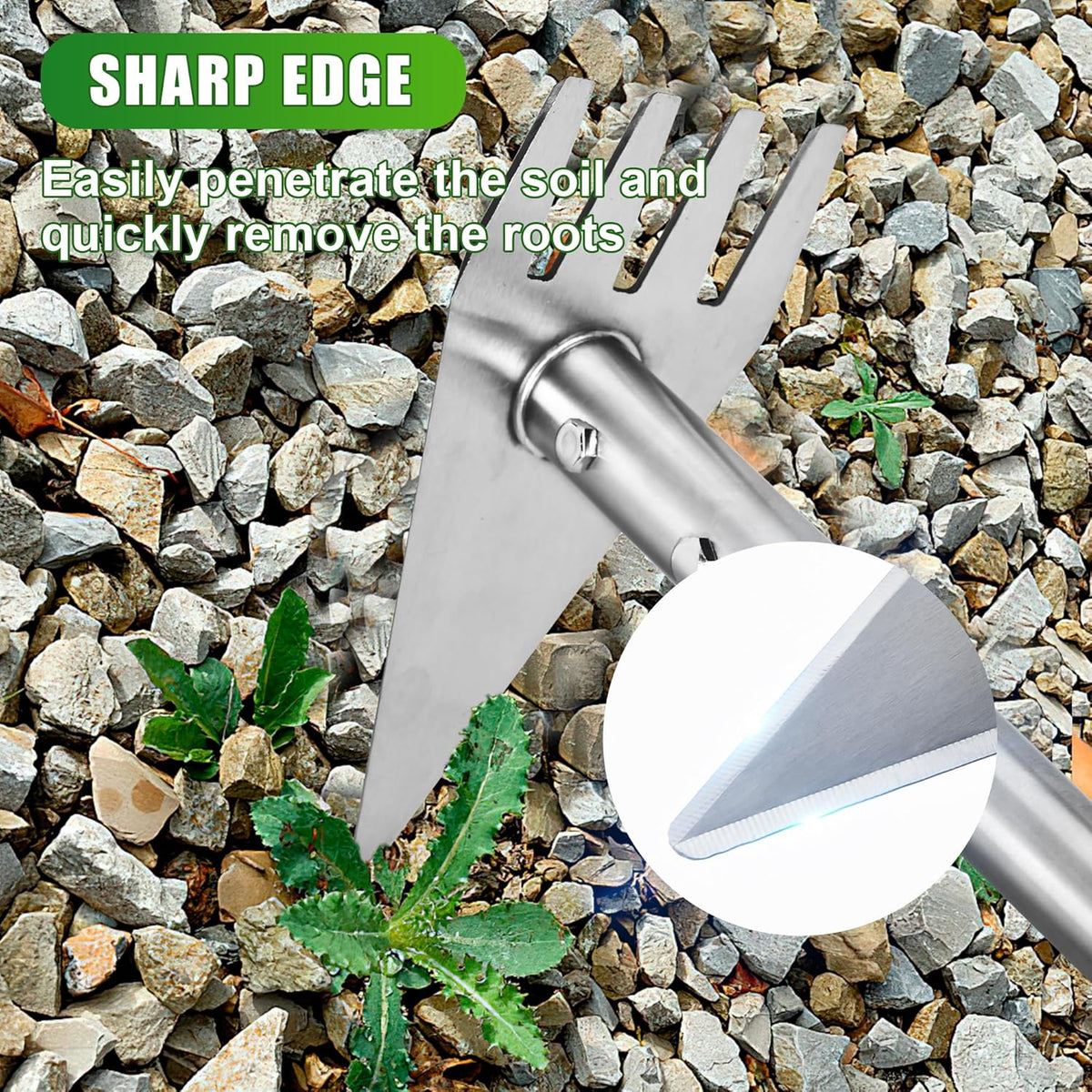 Dual Headed Hoe Garden Tool, Adjustable Long Handle Weed Puller, Stainless Steel Hoe Cultivator and