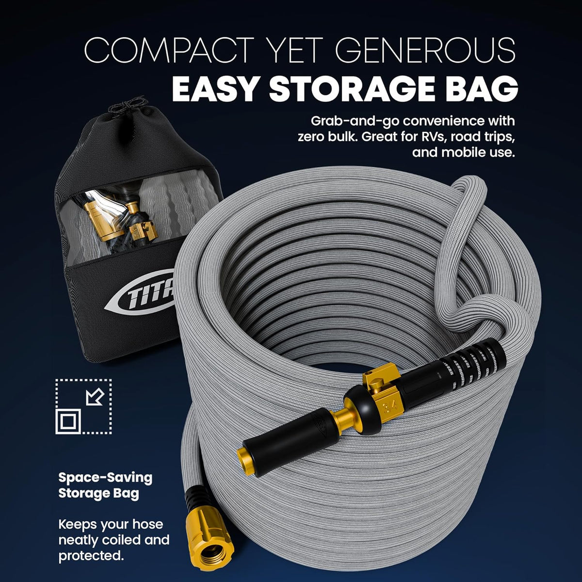 TITAN Flexible Garden Hose 30FT – Ultra Lightweight, Heavy Duty Water Hose with Brass Fittings &