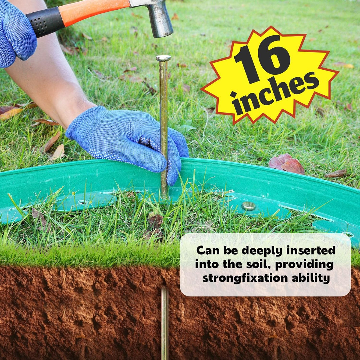 10 Pcs 16 Inch Landscape Stakes, Heavy Duty Galvanized Rebar Stakes for Paver Edging, Weed Barrier