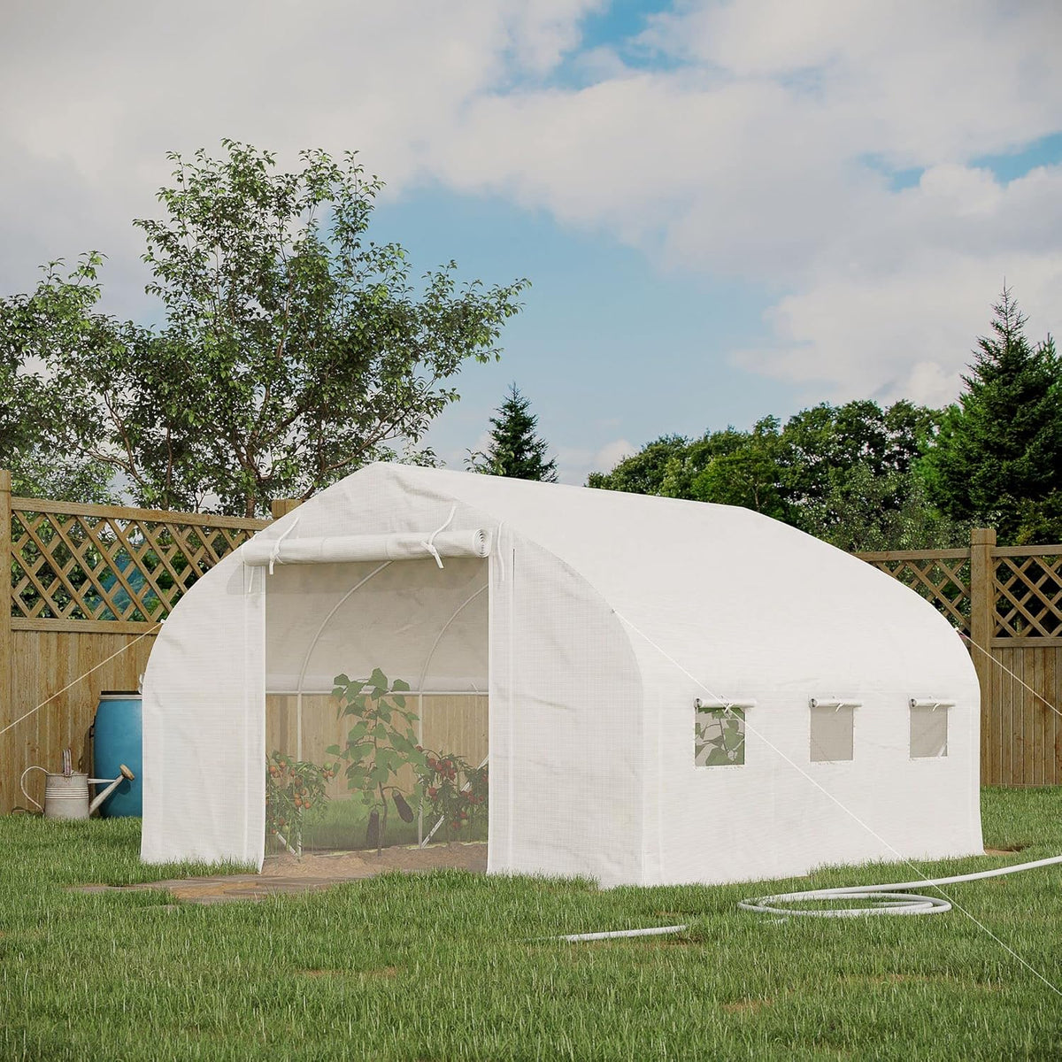 Outsunny 11.5' x 10' x 6.5' Walk-in Tunnel Greenhouse, Green House with Zippered Mesh Door, 7 Mesh