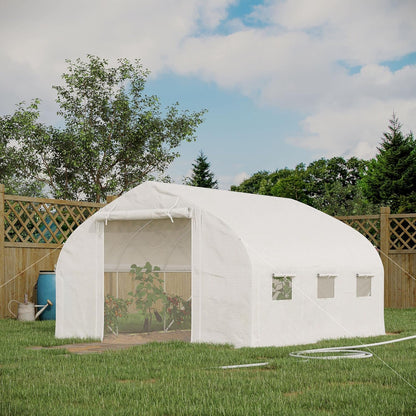 Outsunny 11.5' x 10' x 6.5' Walk-in Tunnel Greenhouse, Green House with Zippered Mesh Door, 7 Mesh