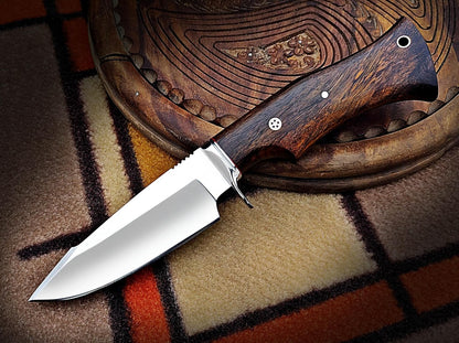 Warivo 10″ Handmade D2 Steel Hunting Knife with Leather Sheath - Ideal EDC Knife for Skinning