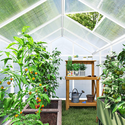 Outsunny 10' x 6' Greenhouse for Outdoors, Polycarbonate Greenhouse with Rain Gutter and Roof Vent