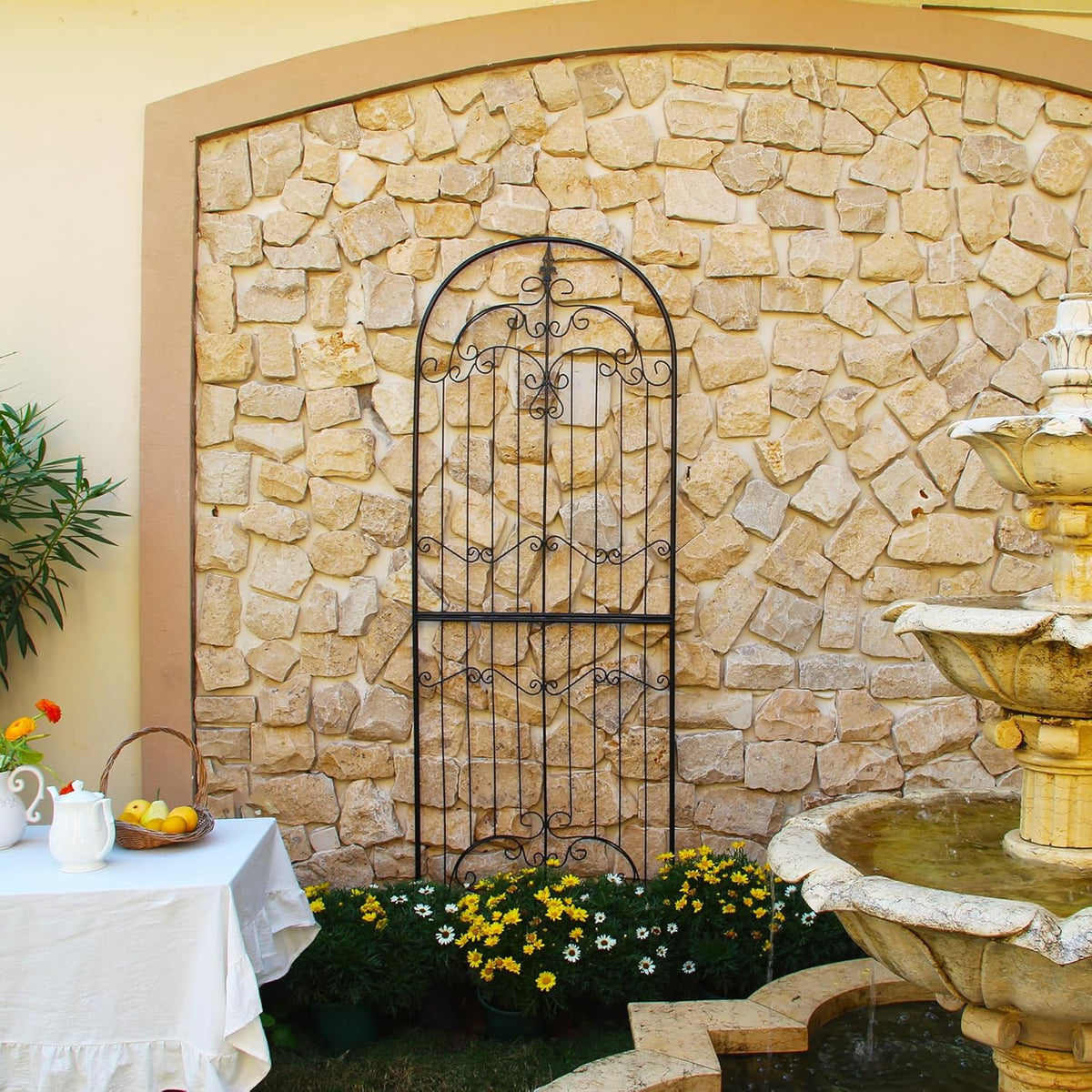 Trellis for Climbing Plants 86.6" H x 29.5" W Tall Garden Trellis Wrought Iron Heavy Scroll Metal