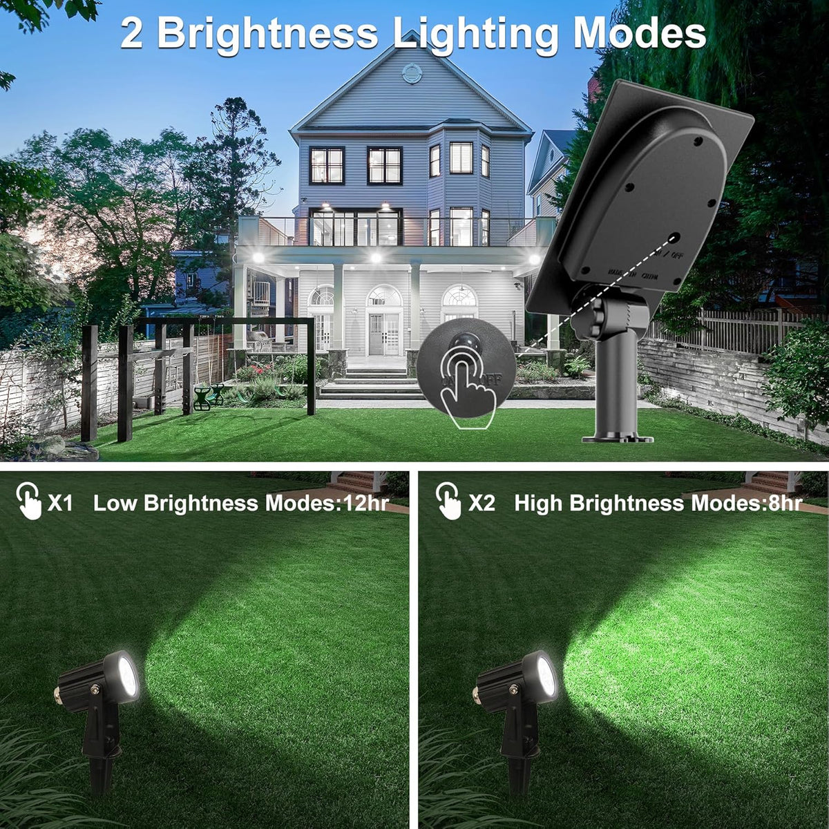 Solar Spot Lights Outdoor, Solar Landscape Spotlights IP65 Waterproof 9.8ft Cable, Auto On/Off