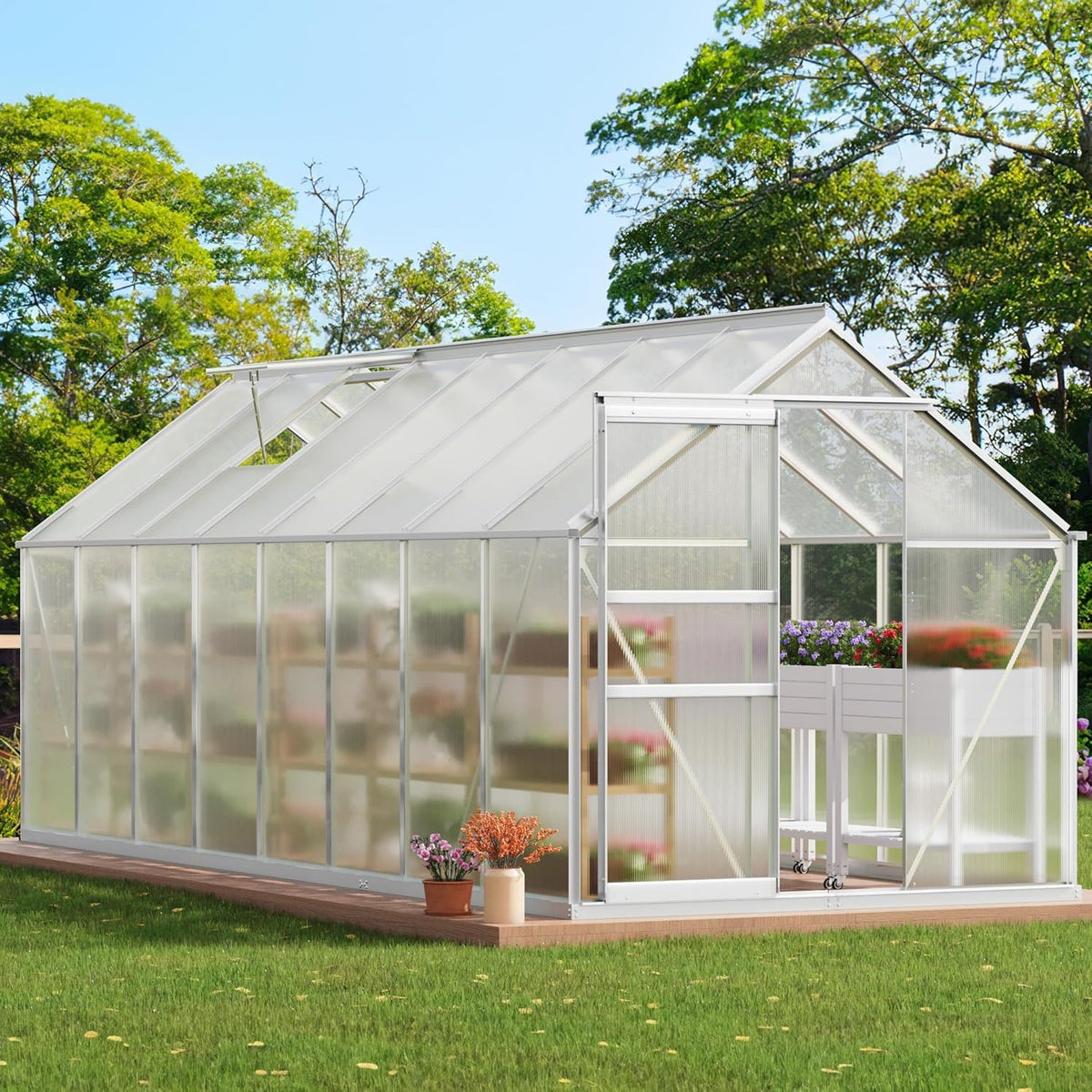 YITAHOME 16x6FT Polycarbonate Greenhouse for Outdoors, Large Heavy Duty Aluminum Greenhouses with