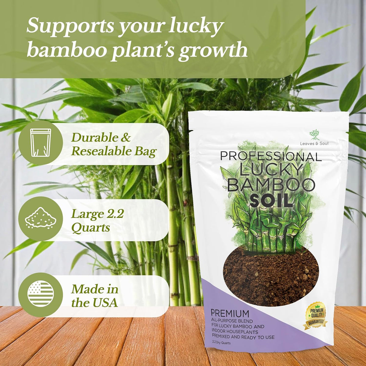 Professional Lucky Bamboo Soil | Large 2.2 Quarts Ready to Use for Lucky Bamboo Plants | Peat Moss