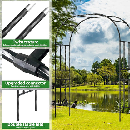 Garden Arch Trellis, Trellis Arch for Climbing Plants Outdoor, 5FT x 7.9FT Metal Full Garden Arbor