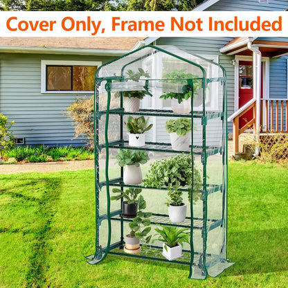DECOHS Extra Wide 5 Tier Greenhouse Replacement Cover- 75 x 40 x 19 Inch Clear PVC Plant Gardening