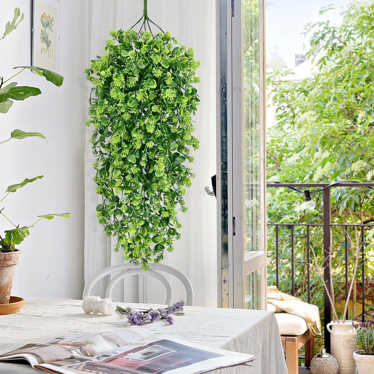 Waipfaru 4Pcs Fake Hanging Plants 3ft Fake Plants UV Resistant Fake Vines Artificial Decor for
